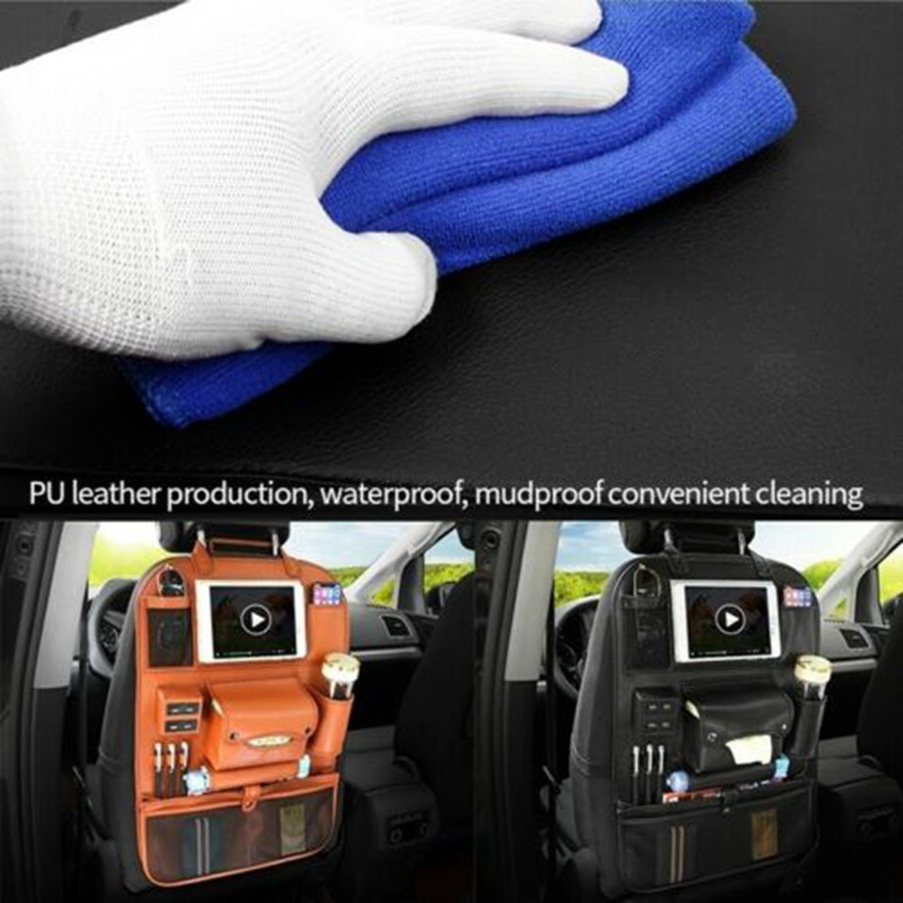 Car Backseat Organizer with Storage Pockets & Phone Holder