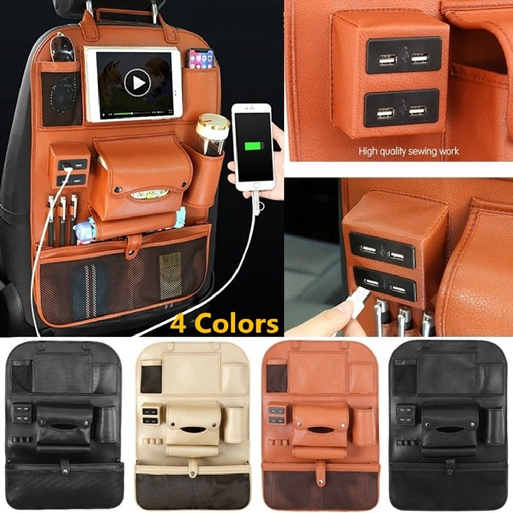 Car Backseat Organizer with Storage Pockets & Phone Holder