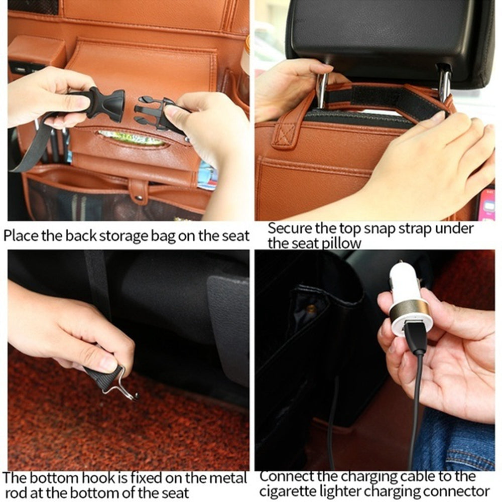 Car Backseat Organizer with Storage Pockets & Phone Holder