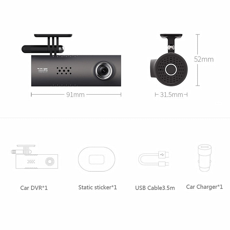 Car Dash Cam WiFi  1080P FHD-130 wide angle night vision, G-sensor Driving Recorder