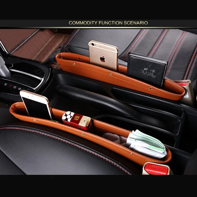 Car Seat Gap Organizer – PU Leather Storage Box (Anti-Drop Design)