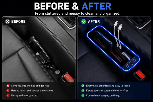 DriveEase™ LED Seat Gap Organizer & Charger