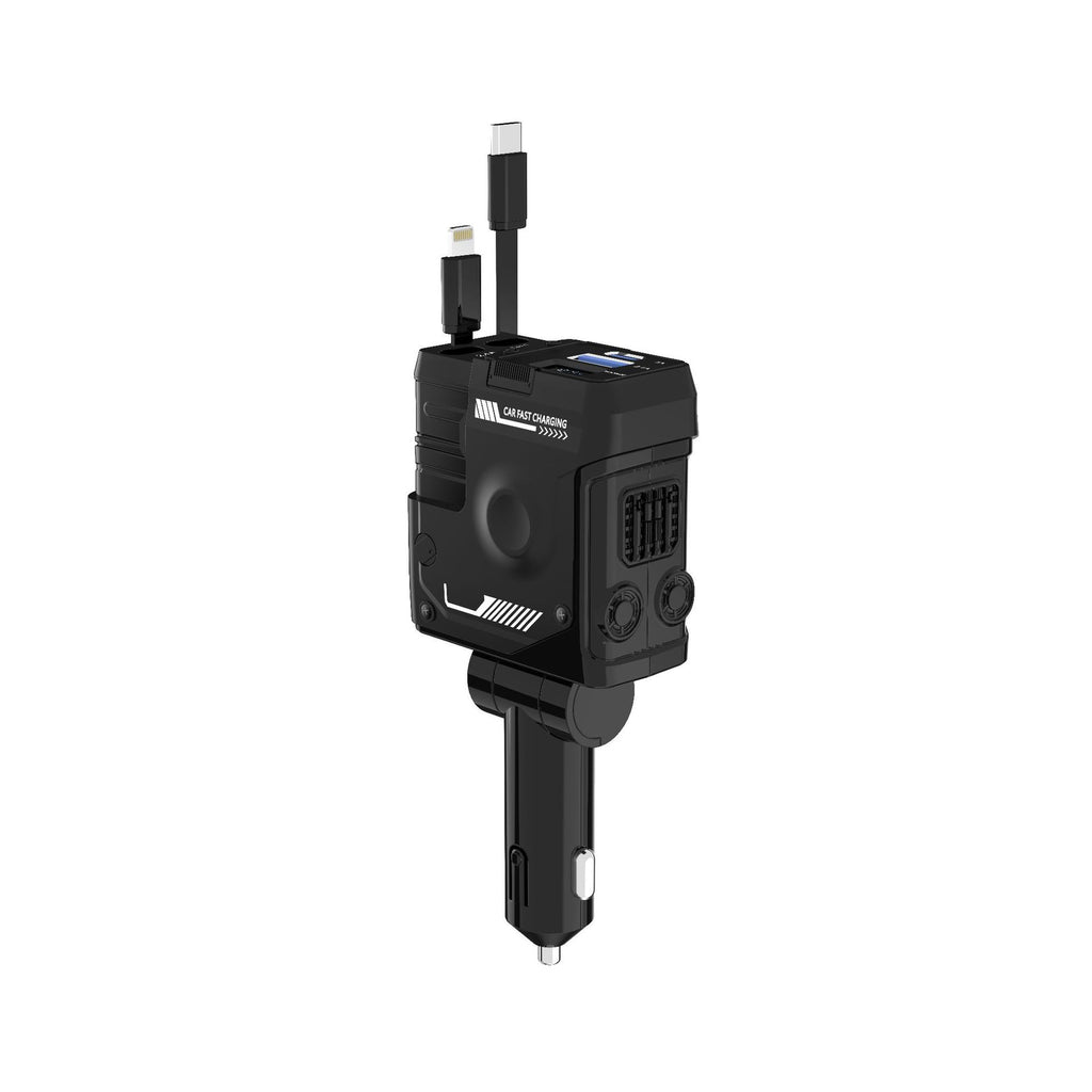 Fast Charging Car Charger – Dual USB + Type-C Cable, Multi-Port Power Adapter